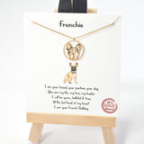 101003, GOLD DIPPED, "FRENCHIE" BULLDOG CHARM NECKLACE