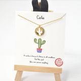 101005, GOLD DIPPED, "CACTUS" CUTOUT PENDANT NECKLACE