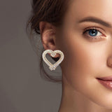 101013, HEART BAGUETTE RHINESTONE EARRING