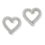 101013, HEART BAGUETTE RHINESTONE EARRING