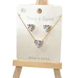 101015, HEART CUBIC ZIRCONIA PENDANT NECKLACE