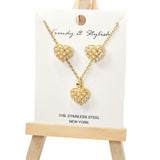 101017, HEART PEARL & RHINESTONE PENDANT NECKLACE