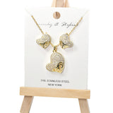 101018, HEART CRYSTAL RHINESTONE PENDANT NECKLACE