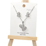 101019, DOUBLE HEART CRYSTAL RHINESTONE PENDANT NECKLACE