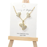 101019, DOUBLE HEART CRYSTAL RHINESTONE PENDANT NECKLACE