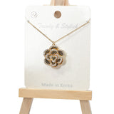101020, ROSE FLOWER CUBIC ZIRCONIA PENDANT NECKLACE