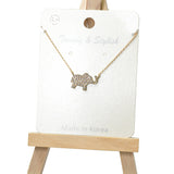 101024, ELEPHANT CUBIC ZIRCONIA PENDANT NECKLACE