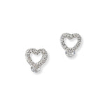 101042, RHODIUM PLATED, HEART CUBIC ZIRCONIA STUD EARRING