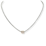101052, 14K GOLD PLATED, DESIGNER INSPIRED DAINTY BARREL CUBIC ZIRCONIA SLIDE NECKLACE