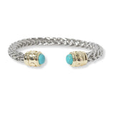 101070, 14K GOLD PLATED, PEARL ACCENT DESIGNER INSPIRED CABLE CUFF BRACELET