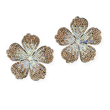 101085, GLITTER FLOWER CRYSTAL RHINESTONE EARRING