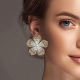 101085, GLITTER FLOWER CRYSTAL RHINESTONE EARRING