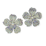 101085, GLITTER FLOWER CRYSTAL RHINESTONE EARRING