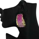 101087, GLITTER CRYSTAL RHINESTONE HOOP EARRING