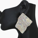 101088, CRUMBLED GEOMETRIC CRYSTAL RHINESTONE EARRING