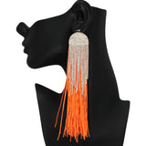 101091, CRYSTAL RHINESTONE LONG TASSEL EARRING