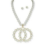 101094, DOUBLE RING PEARL NECKLACE