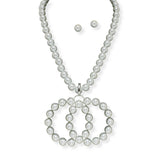 101094, DOUBLE RING PEARL NECKLACE