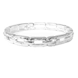 101107, RECTANGLE TEXTURED METAL STRETCH BRACELET