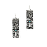 101118, WESTERN CROSS RECTANGLE DANGLE EARRING