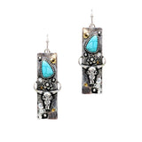 Western Steer Head Rectangle Dangle Earring - view 2