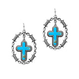 101121, WESTERN CROSS DANGLE EARRING