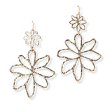 101141, HAMMERED CUTOUT FLOWER METAL DANGLE EARRING