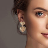 Double Heart Metal Dangle Earring - view 2