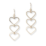 Triple Heart Drop Dangle Earring - view 2