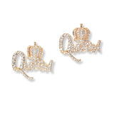 101189, QUEEN CUBIC ZIRCONIA STUD EARRING
