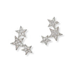 101194, WHITE GOLD PLATED, STAR CUBIC ZIRCONIA STUD EARRING