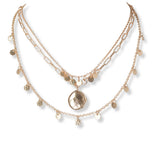 101223, GEOMETRIC CHARM MULTI LAYERED NECKLACE