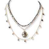 101224, DAINTY ROUND CHARM MULTI LAYERED NECKLACE
