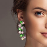 101228, HEART GEOMETRIC RHINESTONE EARRING