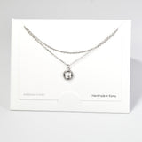 101245, 14K GOLD DIPPED, DAINTY CLOVER CUBIC ZIRCONIA CHARM DOUBLE LAYERED NECKLACE