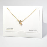101246, RHODIUM PLATED, DAINTY CROSS CUBIC ZIRCONIA NECKLACE