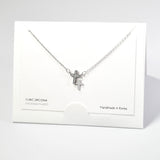 101246, RHODIUM PLATED, DAINTY CROSS CUBIC ZIRCONIA NECKLACE