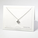 101250, 14K GOLD DIPPED, DAINTY CLOVER CUBIC ZIRCONIA CHARM NECKLACE