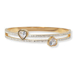 101264, HEART CUBIC ZIRCONIA ACCENT STAINLESS STEEL OPEN BRACELET