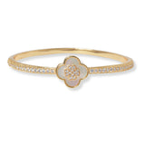 101268, CLOVER DESIGNER INSPIRED CUBIC ZIRCONIA STAINLESS STEEL BRACELET