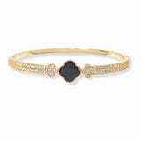 101269, CLOVER DESIGNER INSPIRED CUBIC ZIRCONIA STAINLESS STEEL BRACELET