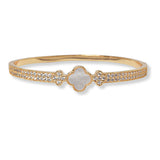 101269, CLOVER DESIGNER INSPIRED CUBIC ZIRCONIA STAINLESS STEEL BRACELET