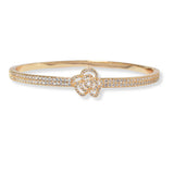 101270, ROSE FLOWER CUBIC ZIRCONIA STAINLESS STEEL OPEN BRACELET