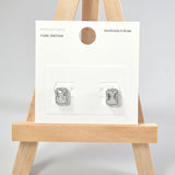 101274, 14K GOLD DIPPED, DAINTY RECTANGLE CUBIC ZIRCONIA STUD EARRING