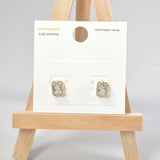 101274, 14K GOLD DIPPED, DAINTY RECTANGLE CUBIC ZIRCONIA STUD EARRING