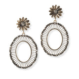101276, FLOWER ACCENT GEOMETRIC DANGLE EARRING