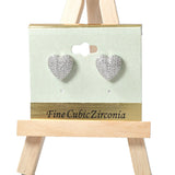 101289, HEART PAVE CUBIC ZIRCONIA STUD EARRING