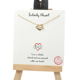 101292, GOLD DIPPED, "INFINITY HEART" DAINTY HEART CUBIC ZIRCONIA NECKLACE