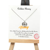101295, GOLD DIPPED, "GOLDEN HONEY" DAINTY BEE CUBIC ZIRCONIA CHARM NECKLACE