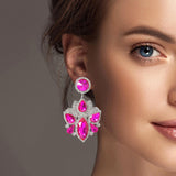101303, GEOMETRIC CRYSTAL RHINESTONE DANGLE EARRING
